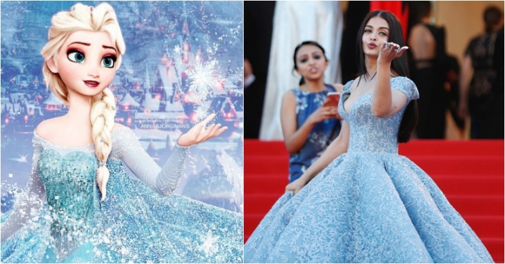 Aishwarya Rai Bachchan at Cannes red carpet 2017, Frozen Princess Isla