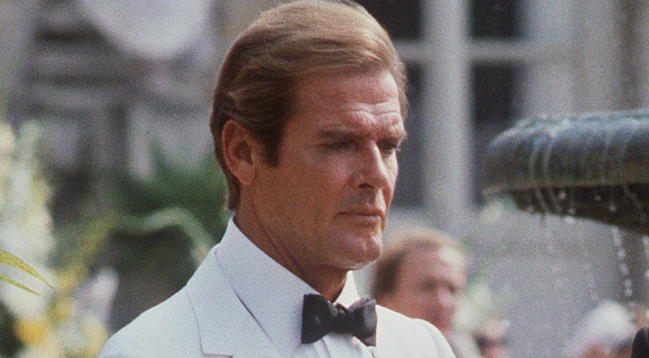 Roger Moore from 1984 on the set of James Bond movie
