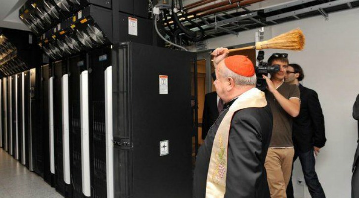 Russian Orthodox Priest Blessing A Server Room