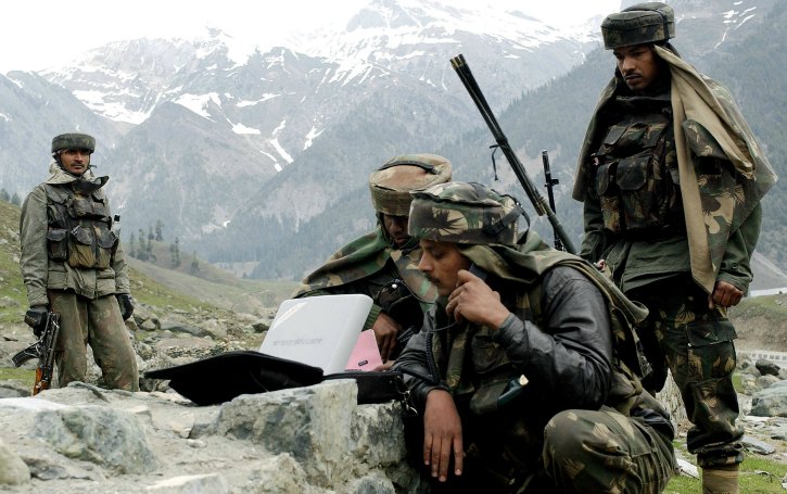 satellite phone being used by indian armed forces