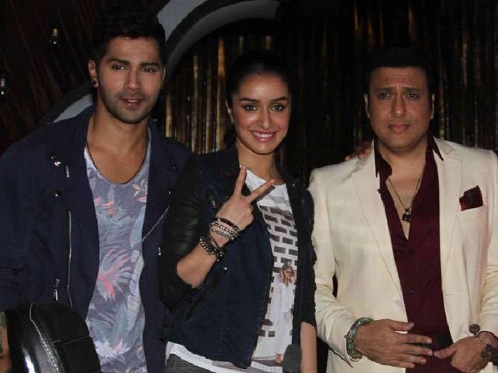  A picture of Varun Dhawan and Shrddha Kapoor with Govinda.
