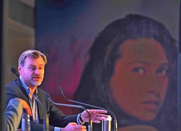 Christopher Nolan during panel discussion on celluloid cinema for Reframing the future of film.