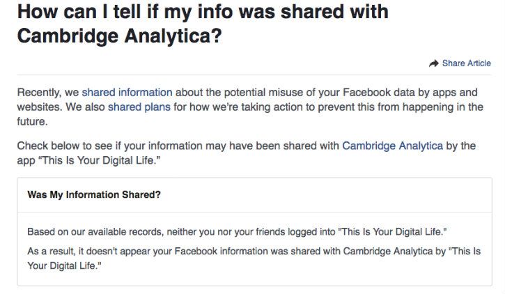 Facebook Cambridge Analytia