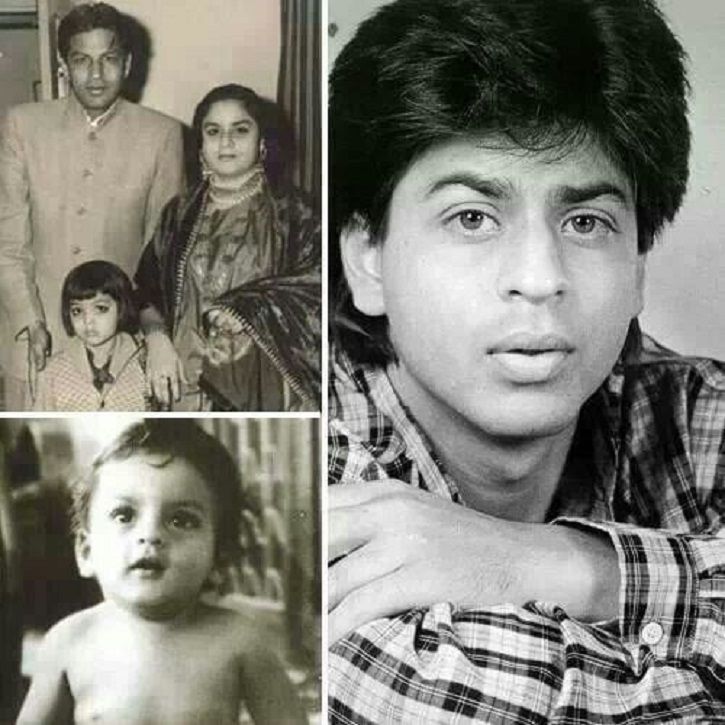 A picture of Shah Rukh Khan with his father and mother. childhood picture of shah rukh khan.