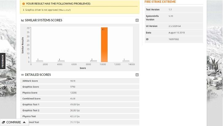 3dmark graphics driver is not approved