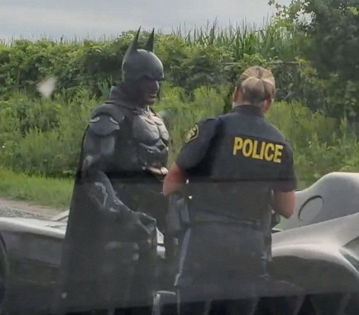 Canadian Man Dresses Up As Batman And Drives Batmobile, Gets Pulled Over By  Cops For A Selfie!