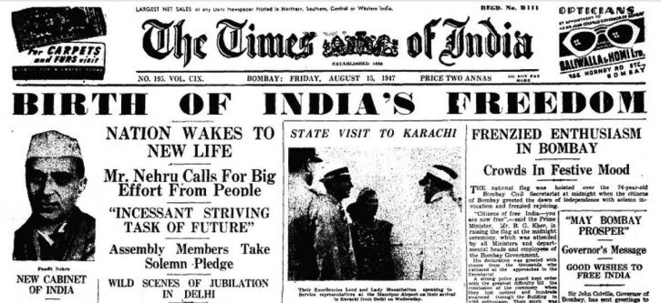 Indian Independence Day 1947 Newspaper