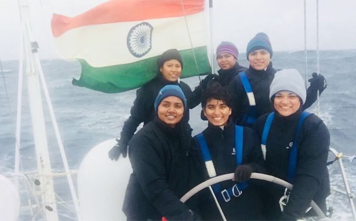 INSV Tarini crosses designated point, all-woman crew hoists tricolour