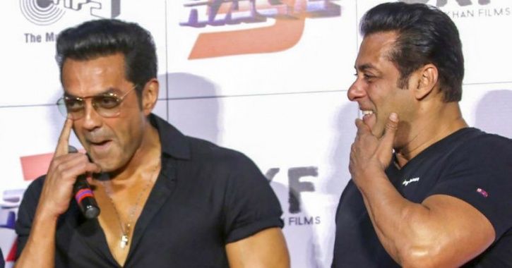A picture of Bobby Deol with Salman Khan.
