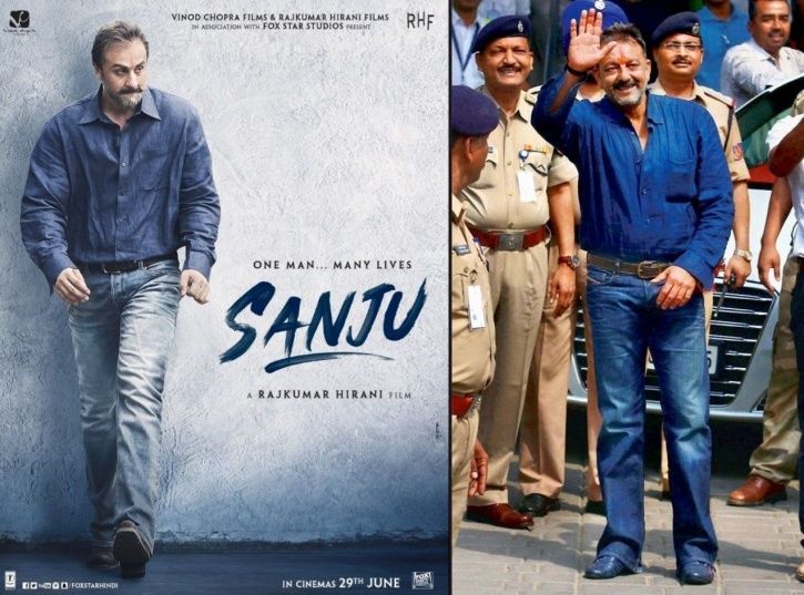 A picture of Ranbir Kapoor as Sanjay Dutt from Sanju.