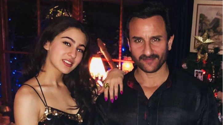A picture of Saif Ali Khan and Sara Ali Khan, who is making her Bollywood debut in 2018 with Simmba.