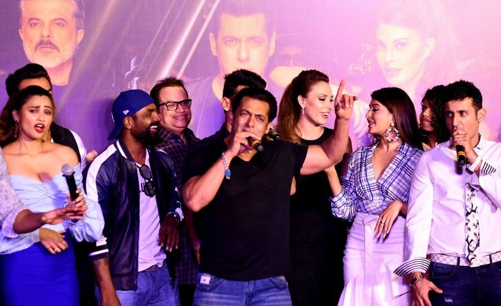 A picture of Salman Khan with his Race 3 team including Jacqueline, Daisy Shah and Bobby Deol.
