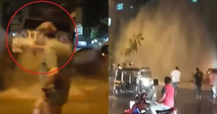 In A Freak Accident, Water Pipe Bursts In Mumbai, Sends A Bolero SUV ...