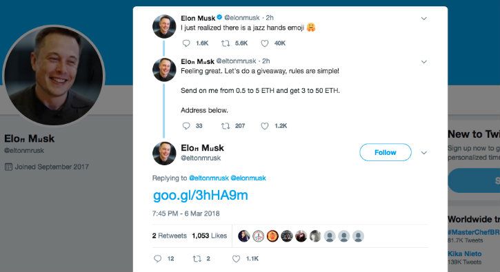 elon musk giving away bitcoins