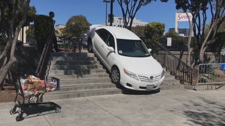 Uber stuck on stairs