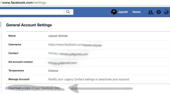 your facebook personal data