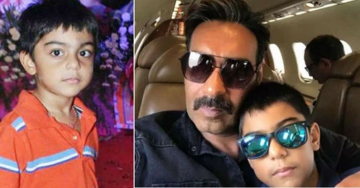 A picture of Ajay Devgn with his son Yuv Devgn.
