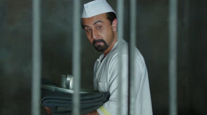 A picture of Ranbir Kapoor in jail as Sanju Dutt from Sanju trailer.
