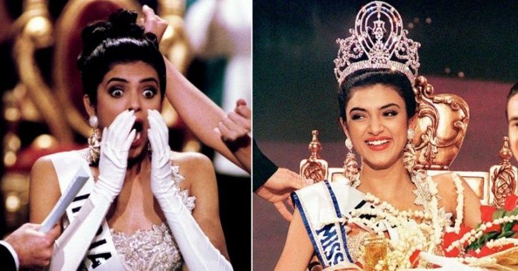 A picture of Sushmita Sen when she won Miss Universe title in 1994.