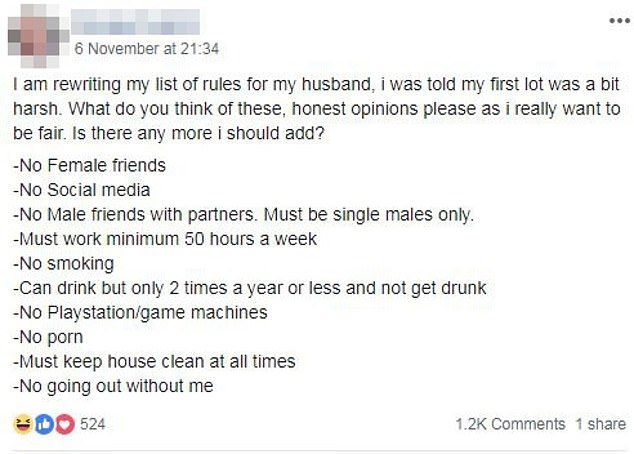 wife sets rule