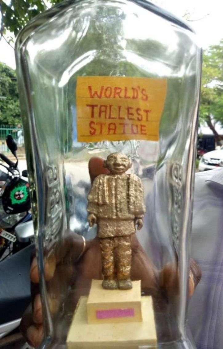 Miniature Artist From Odisha Has Created A Statue Of Unity That Fits Inside A Bottle