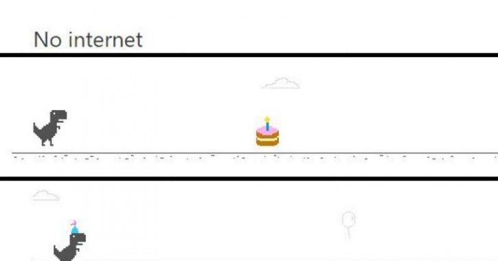 Chrome T-Rex Offline Game Parties With Birthday Hat, Cake - SlashGear