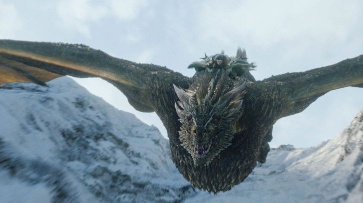 A picture of Kit Harington riding a dragon. 