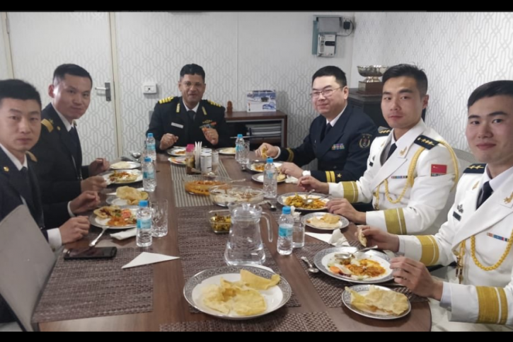 Chinese Naval Officers enjoy chole bhature