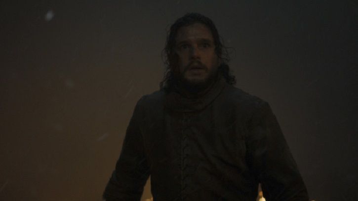 Jon Snow at the battle of winterfell in Game of Thrones season 8 episode 3.