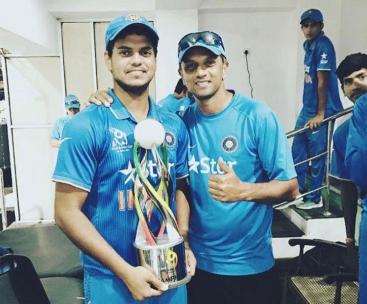 Salman Khan with India batting legend Rahul Dravid after 2016 Under-19 Asia Cup title win