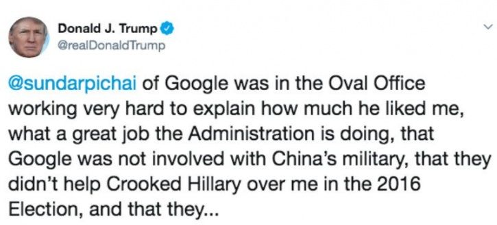 US President Donald Trump in a series of tweets blurted out a lot of stuff about Google
