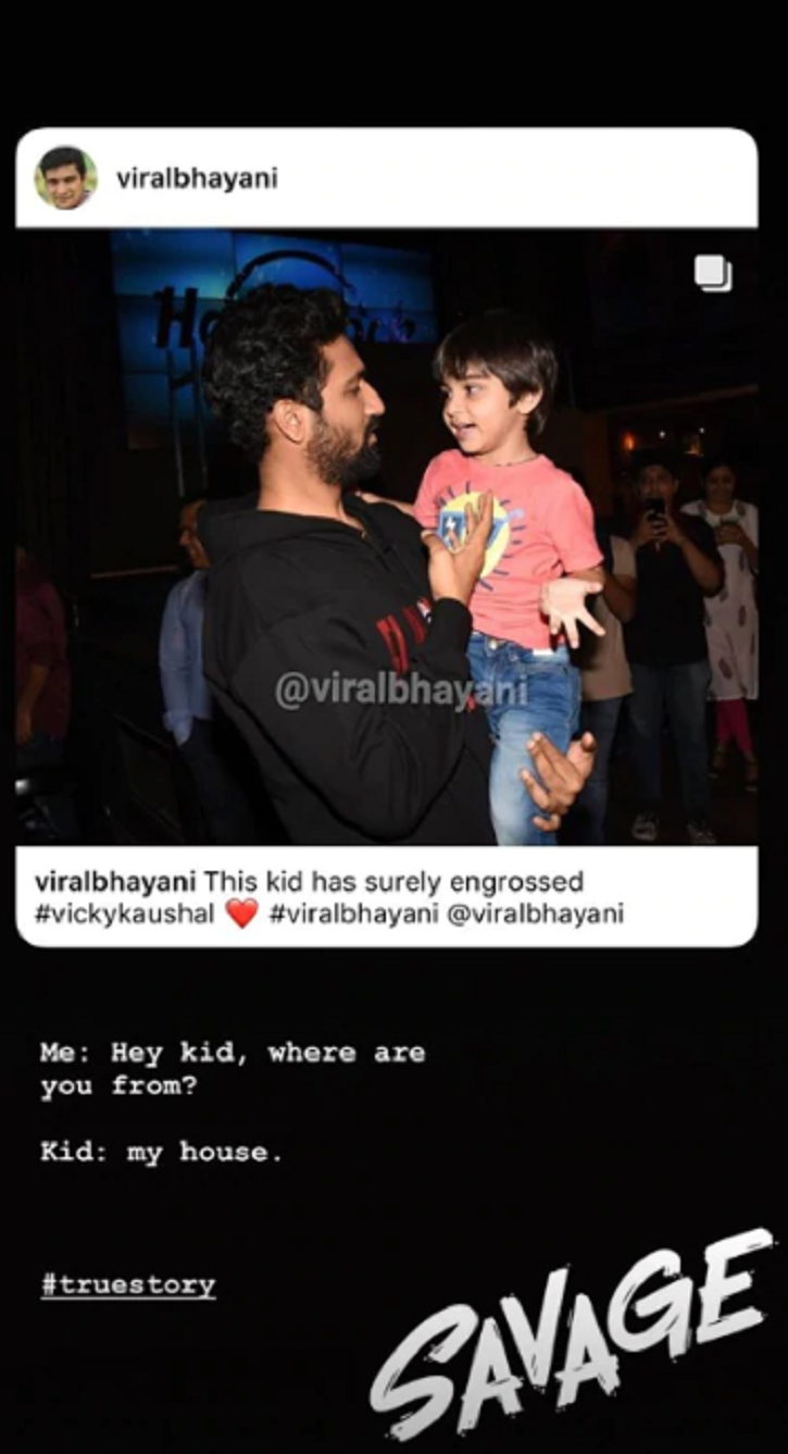 Vicky Kaushal, the national-award winning actor, cuddled his little fan.