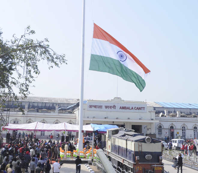 Ambala cantt railway station, beautification programme, 100 ft national flag, Ratan Lal Kataria