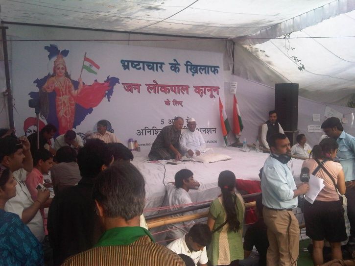 13 years of Rang De Basanti: Anna Hazare protesting at Jantar Mantar for lokpal bill.