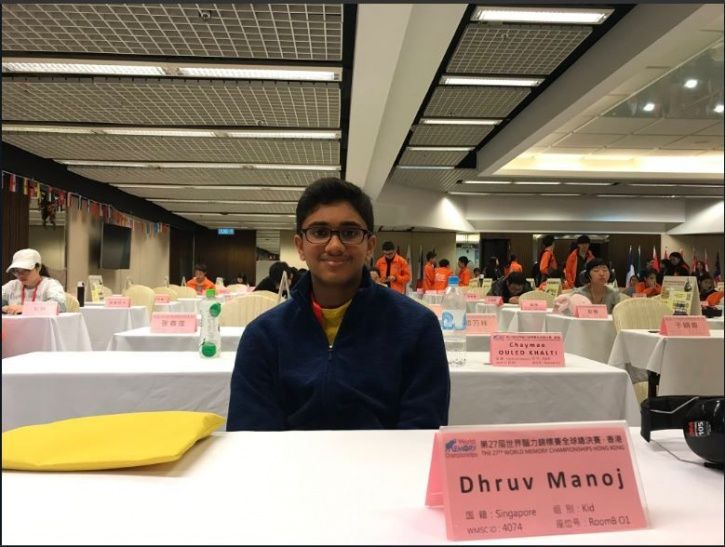 Dhruv Manoj, Indian origin champion, Singapore, Hong Kong, World Memory Championship