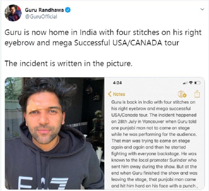 Guru Randhawa Receives 4 Stitches After Vancouver Attack, Vows To Never Perform In Canada Again