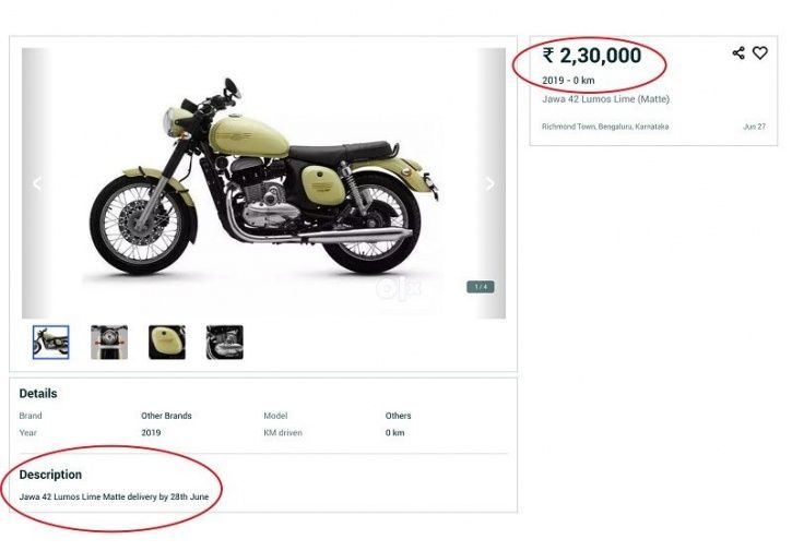 Because Jawa Could Not Deliver On Time, Owners Are Selling Their Bikes On OLX For A Profit