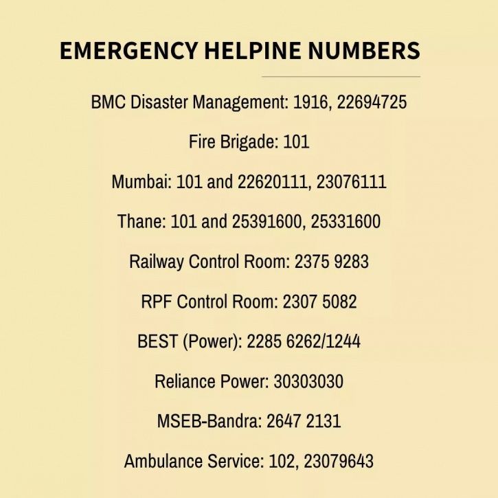Stuck In Mumbai Rains? Here Are The helpline Numbers You Can Contact 