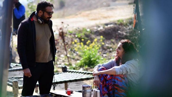 A still of Anurag Kashyap and Taapsee Pannu from the sets of Manmarziyaan.