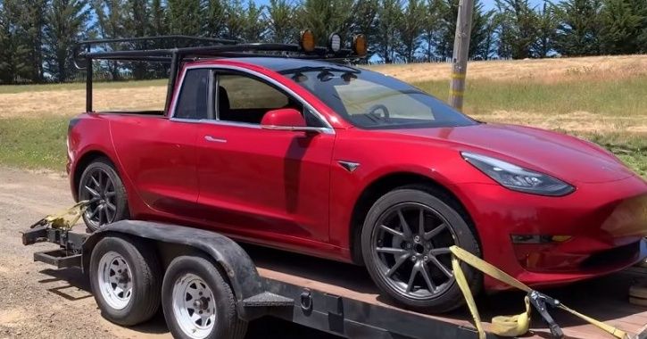 Truckla World S First Tesla Pickup Truck Simone Giertz Chops The Model 3
