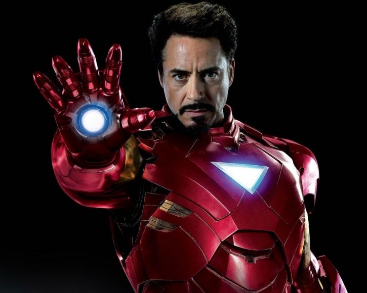 A picture of Robert Downey Jr at the end of Avengers Endgame. 