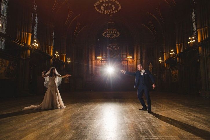 Cassie and Lewis Byrom tranformed their reception venue into Hogwarts wedding.