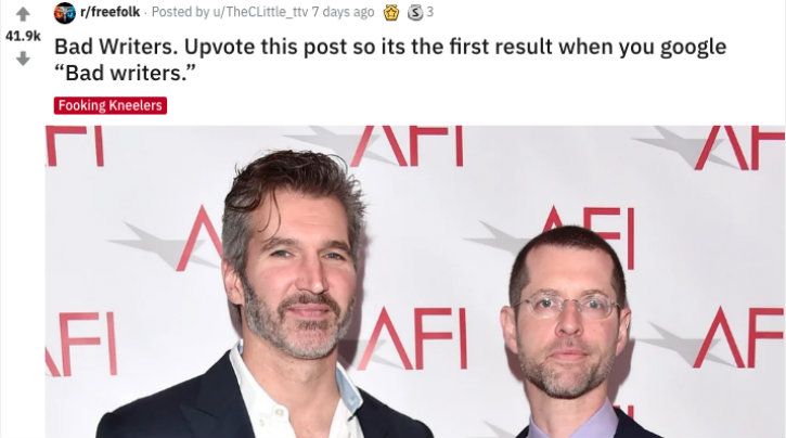 david benioff, db weiss, game of thrones show runners, game of thrones, bad writers, google bombing