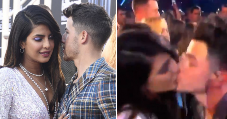 Priyanka Chopra and Nick Jonas kiss during Billboard Music Awards 2019.