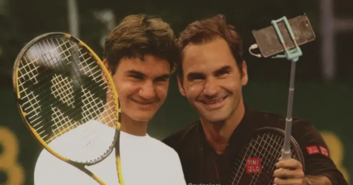 Roger Federer: Celebrities With Their Younger Selves