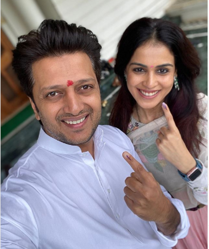 Ritesh Deshmukh and Genelia voted in Aseembly elections 2019 Maharashtra.