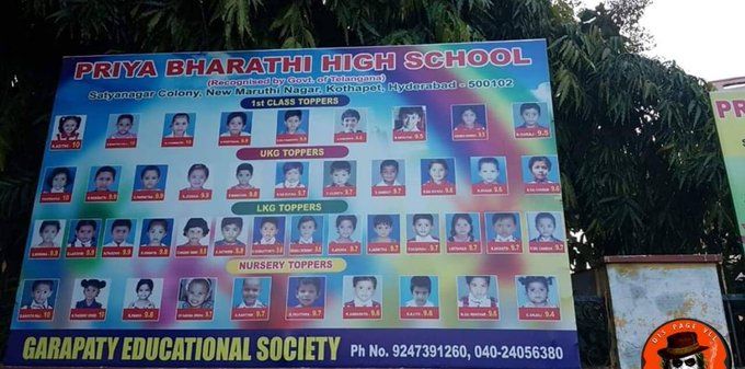 Hyderabad, school, nursery, toppers, Kothapet, Priya Bharti school, LKG, UKG