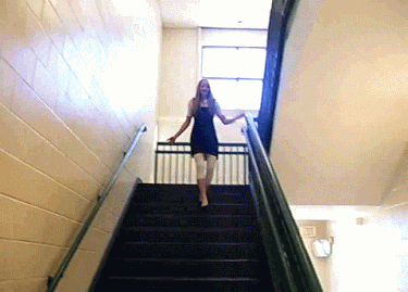 people falling down stairs