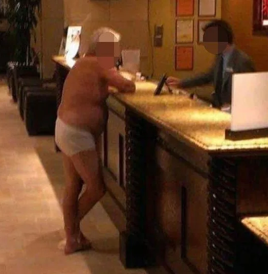 man spotted in his underwear