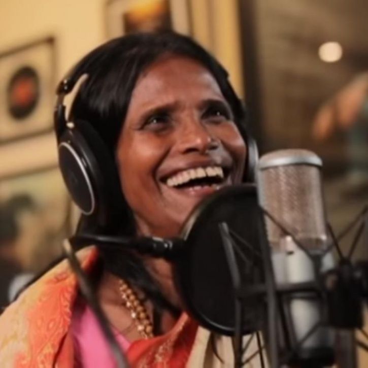 Ranu Mondal records her third song.
